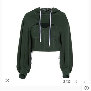Hard N Heavy hollow‎ out hooded female crop bra insert sweatshirt. Preowned